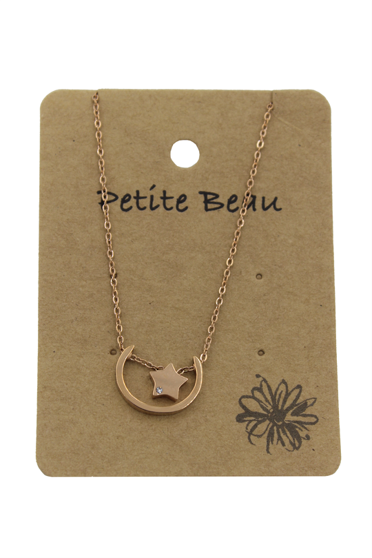 Petite Beau Stainless Steel Moonbeam Necklace